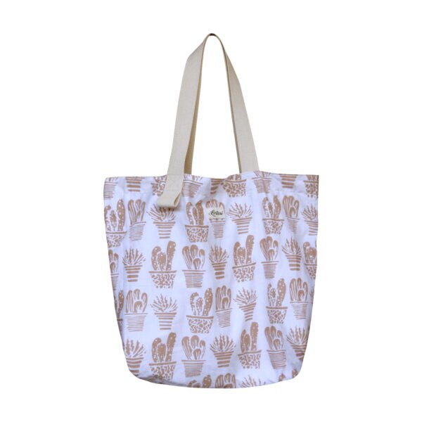 Lestari Reusable Grocery Bag Batik Stamp Mocca - Double Sided
